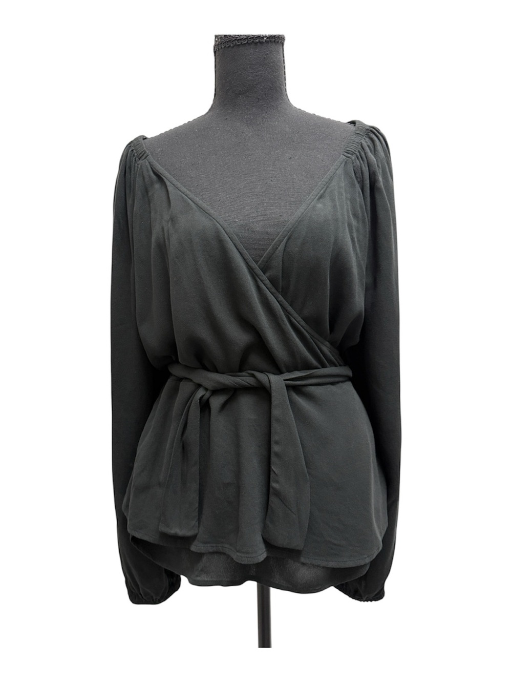 Old Navy Black Wrap-Style Long Sleeve Tunic with Waist Tie